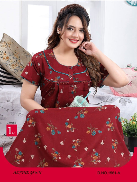 Botanical Floral Print Alpine Night Gown for Women/Girls.