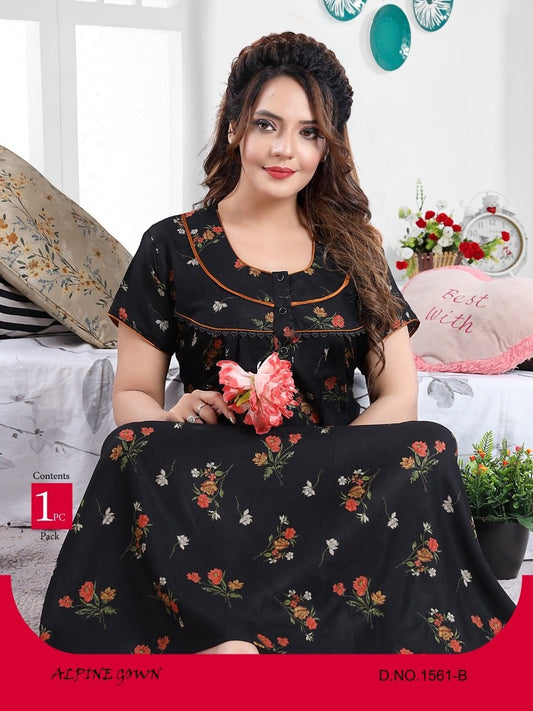 Botanical Floral Print Alpine Night Gown for Women/Girls.